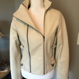 Bay brand ivory leather motorcycle jacket